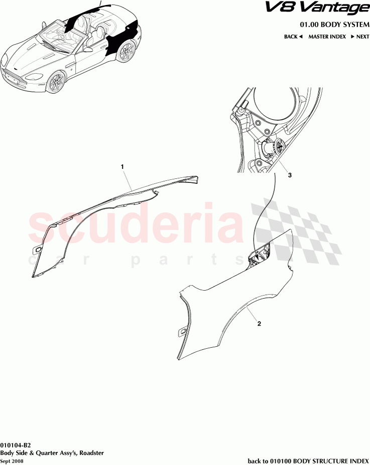 Body Side and Quarter Assembly (Roadster) of Aston Martin Aston Martin V8 Vantage (upto 2016)