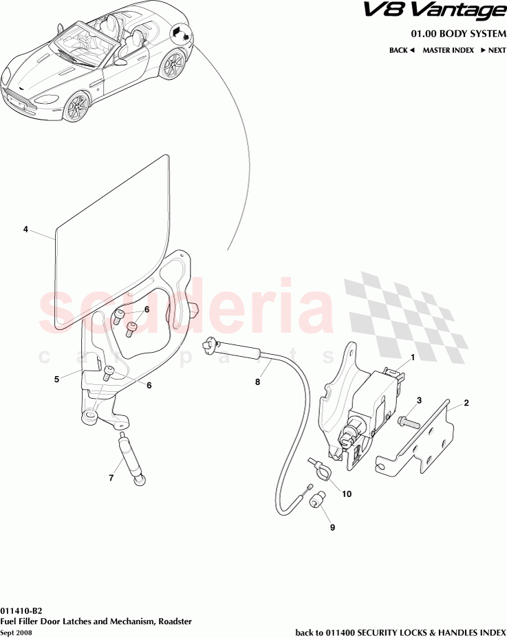Fuel Filler Door Latches and Mechanism (Roadster) of Aston Martin Aston Martin V8 Vantage (upto 2016)