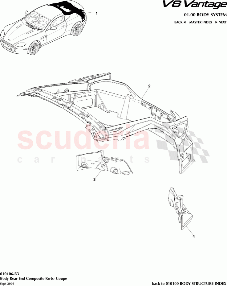 Body Rear End Composite Parts (Coupe) of Aston Martin Aston Martin V8 Vantage (upto 2016)