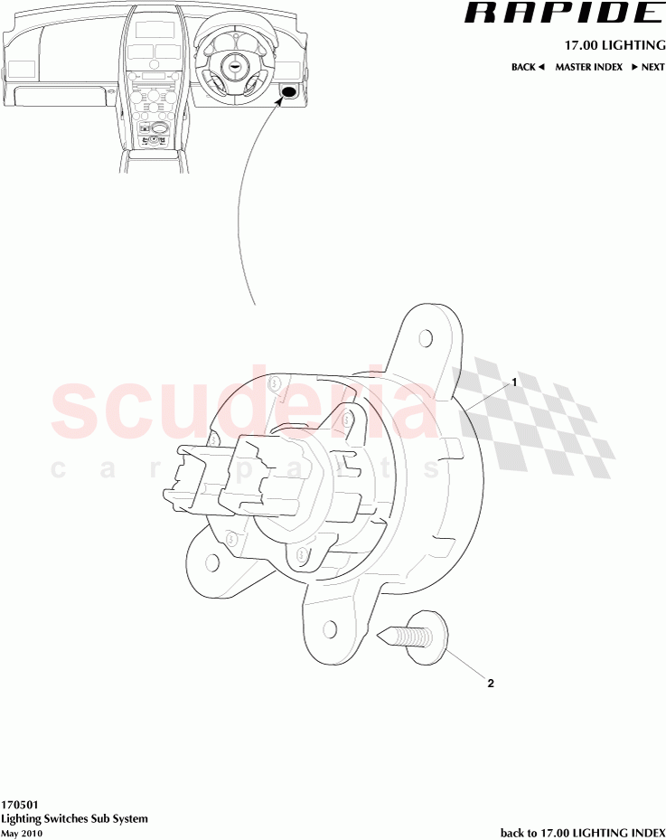 Lighting Switches Sub System of Aston Martin Aston Martin Rapide