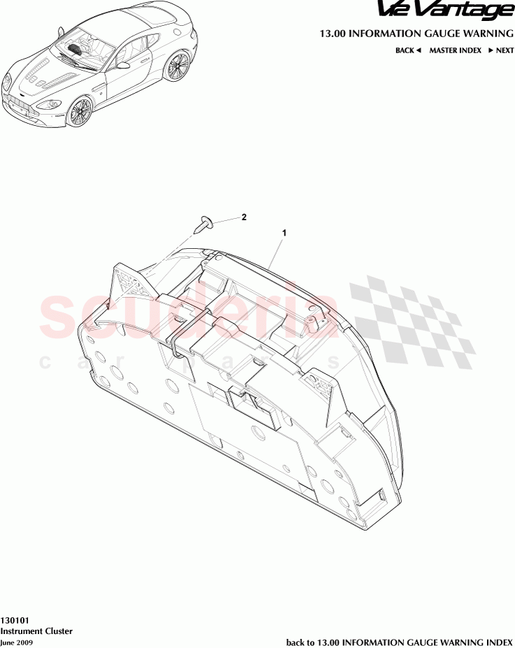Instrument Cluster of Aston Martin Aston Martin V12 Vantage (upto 2016)