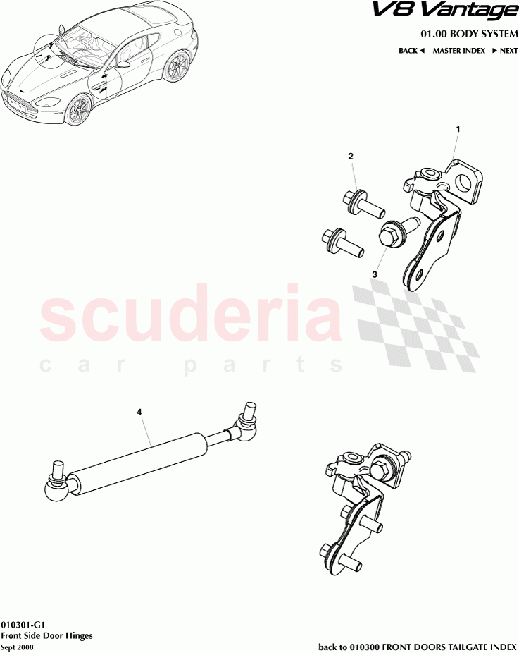 Front Side Door Hinges of Aston Martin Aston Martin V8 Vantage (upto 2016)