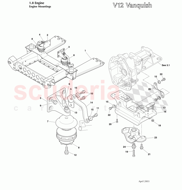 Engine Mountings of Aston Martin Aston Martin Vanquish (2001-2007)