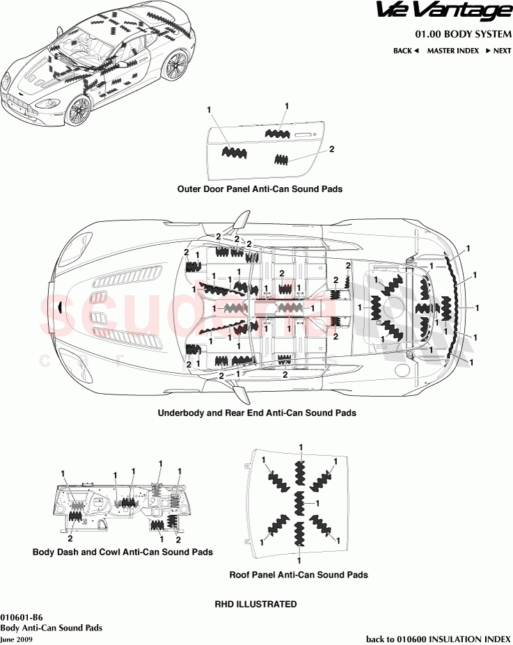 Body Anti-Can Sound Pads of Aston Martin Aston Martin V12 Vantage (upto 2016)