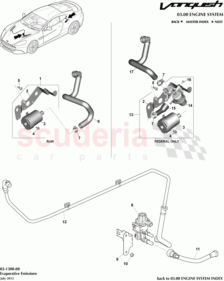 Evaporative Emissions of Aston Martin Aston Martin Vanquish (2012+)
