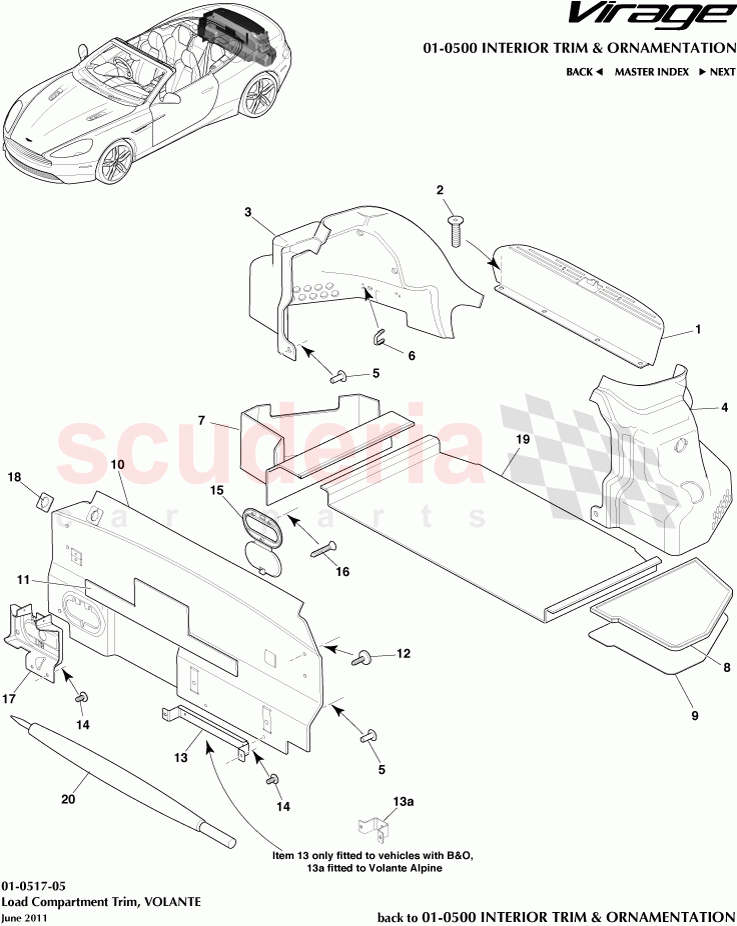 Load Compartment Trim (Volante) of Aston Martin Aston Martin Virage