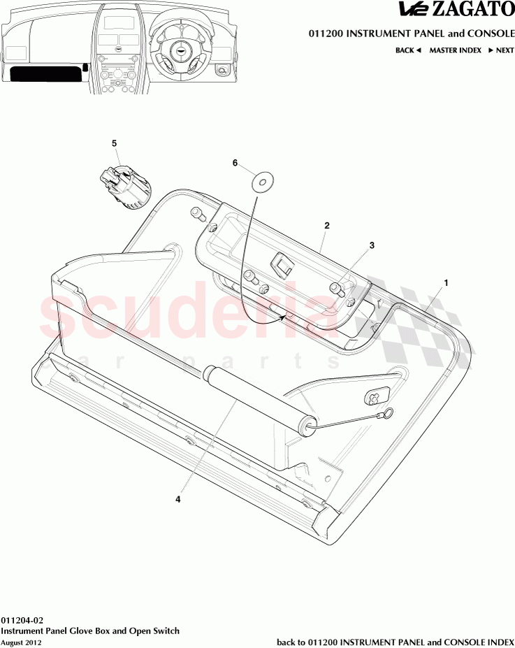 Instrument Panel Glove Box and Open Switch of Aston Martin Aston Martin V12 Zagato