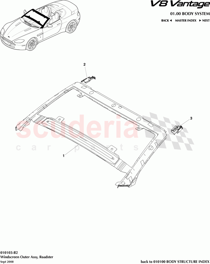 Windscreen Outer Assembly (Roadster) of Aston Martin Aston Martin V8 Vantage (upto 2016)