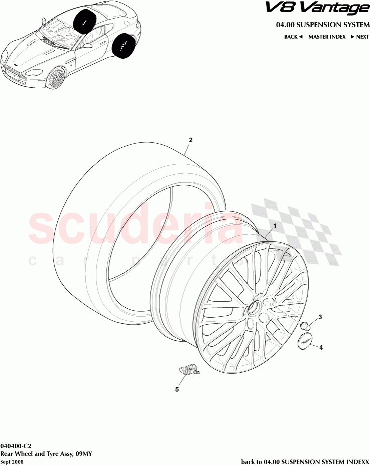Rear Wheel and Tyre Assembly (2009) of Aston Martin Aston Martin V8 Vantage (upto 2016)