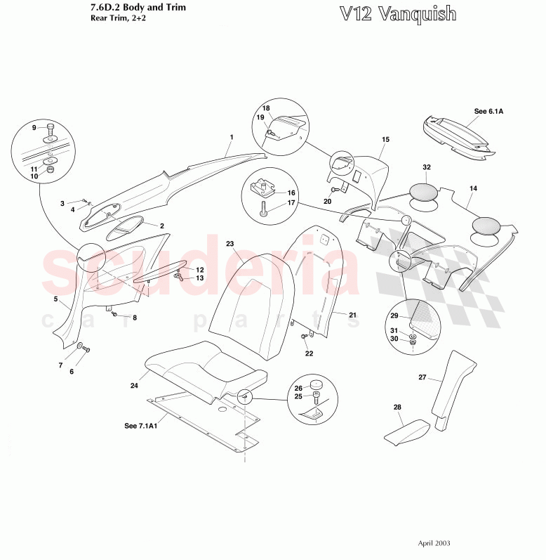 Rear Trim (2 plus 2) of Aston Martin Aston Martin Vanquish (2001-2007)