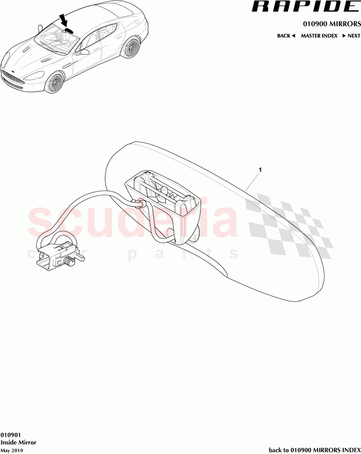 Inside Mirror of Aston Martin Aston Martin Rapide