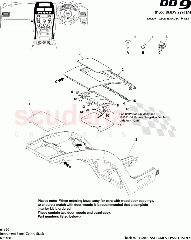 Instrument Panel-Centre Stack of Aston Martin Aston Martin DB9 (2004-2012)