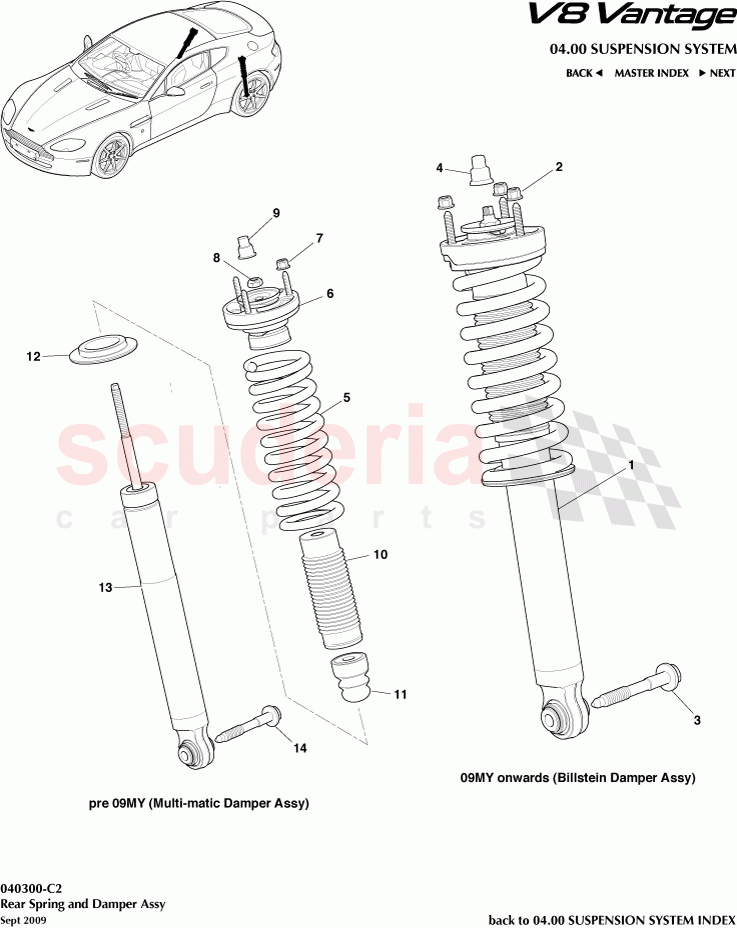 Rear Spring and Damper Assembly of Aston Martin Aston Martin V8 Vantage (upto 2016)