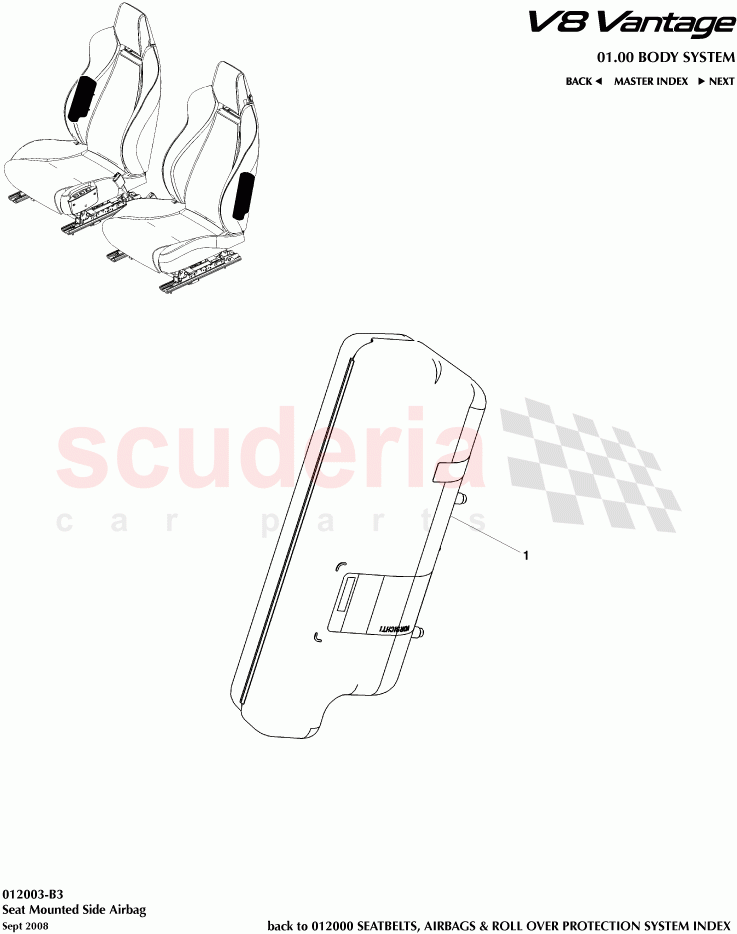 Seat Mounted Side Airbag of Aston Martin Aston Martin V8 Vantage (upto 2016)