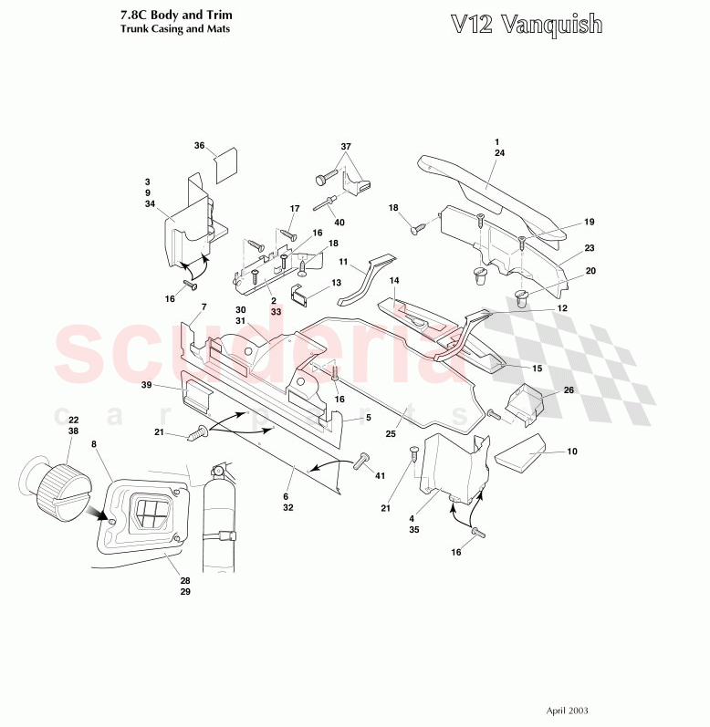 Trunk Casing and Mats of Aston Martin Aston Martin Vanquish (2001-2007)