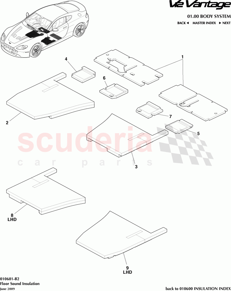 Floor Sound Insulation of Aston Martin Aston Martin V12 Vantage (upto 2016)