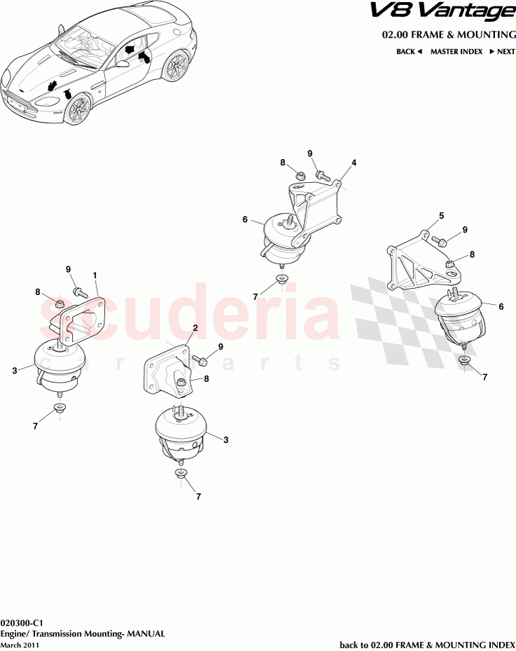 Engine / Transmission Mounting (Manual) of Aston Martin Aston Martin V8 Vantage (upto 2016)
