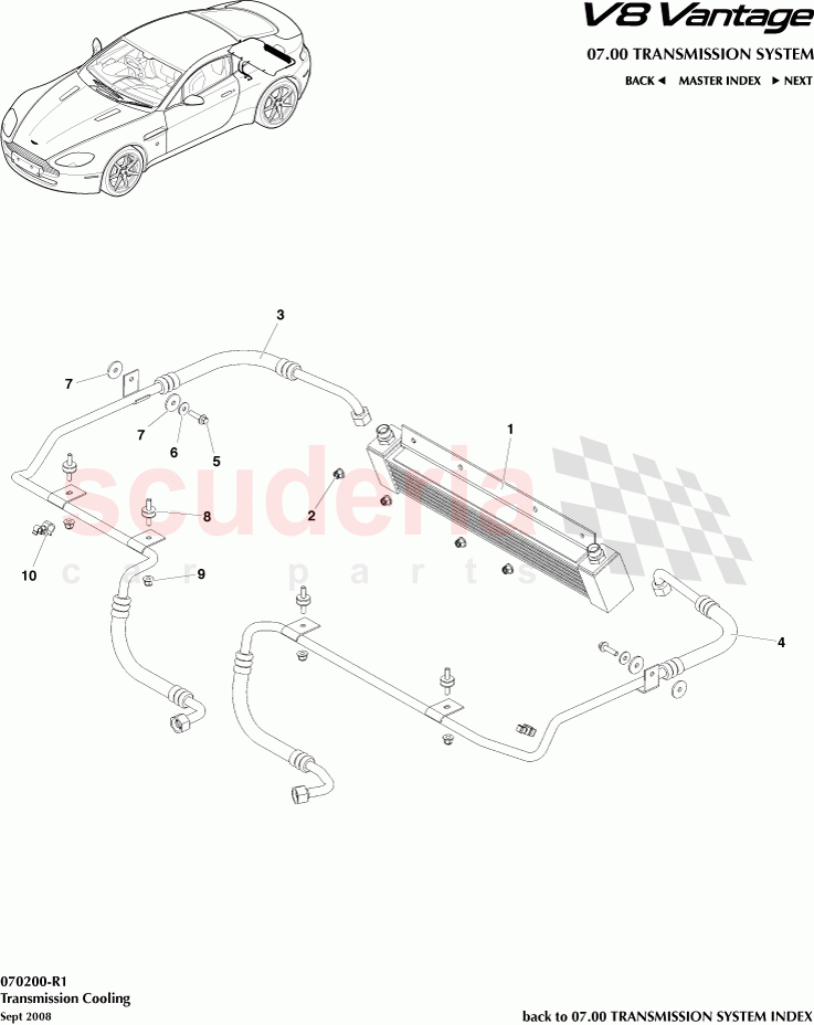 Transmission Cooling of Aston Martin Aston Martin V8 Vantage (upto 2016)