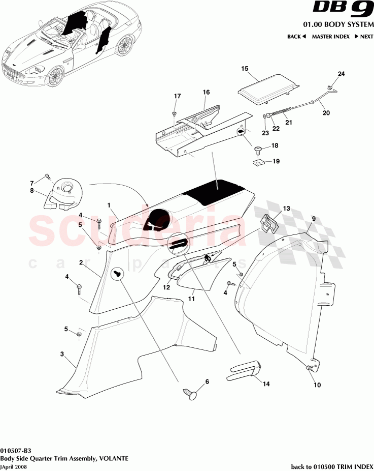 Body Side Quarter Trim Assembly (Volante) of Aston Martin Aston Martin DB9 (2004-2012)