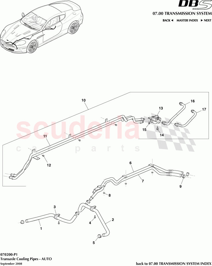 Transaxle Cooling Pipes (Auto) of Aston Martin Aston Martin DBS V12