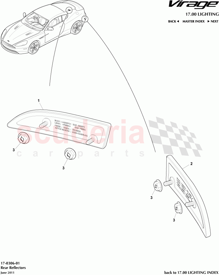 Rear Reflectors of Aston Martin Aston Martin Virage