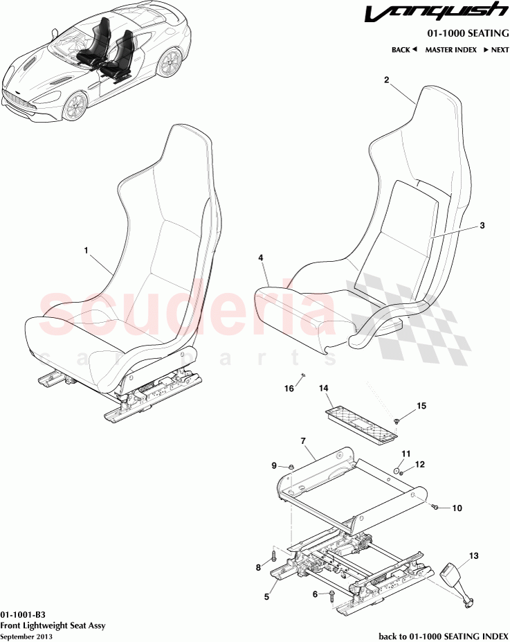 Front Lightweight Seat Assembly of Aston Martin Aston Martin Vanquish (2012+)