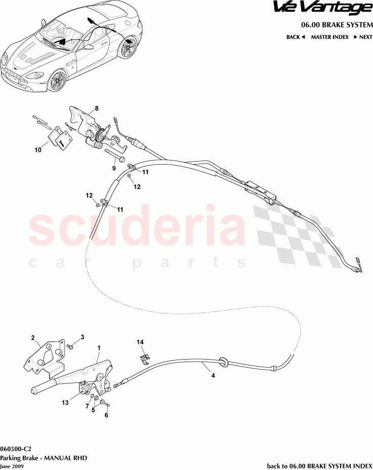 Parking Brake (Manual) (RHD) of Aston Martin Aston Martin V12 Vantage (upto 2016)