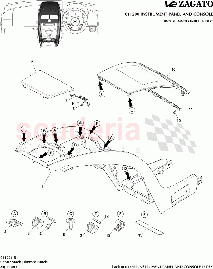 Centre Stack Trimmed Panels of Aston Martin Aston Martin V12 Zagato