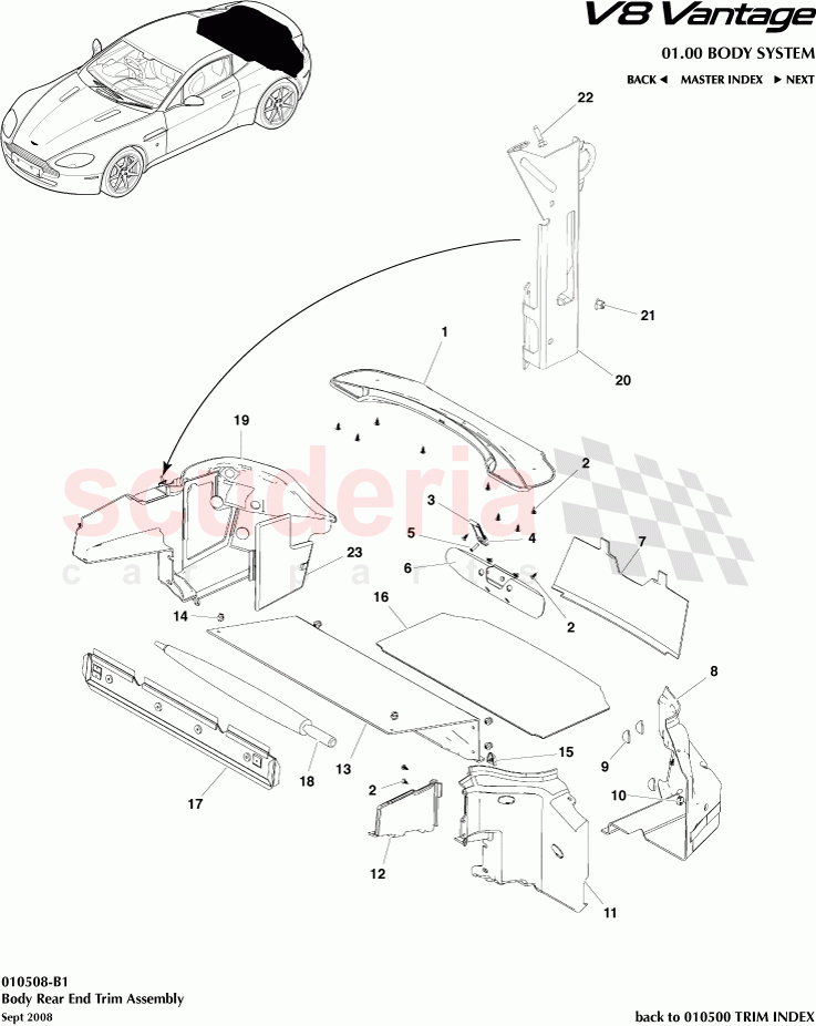 Body Rear End Trim Assembly of Aston Martin Aston Martin V8 Vantage (upto 2016)