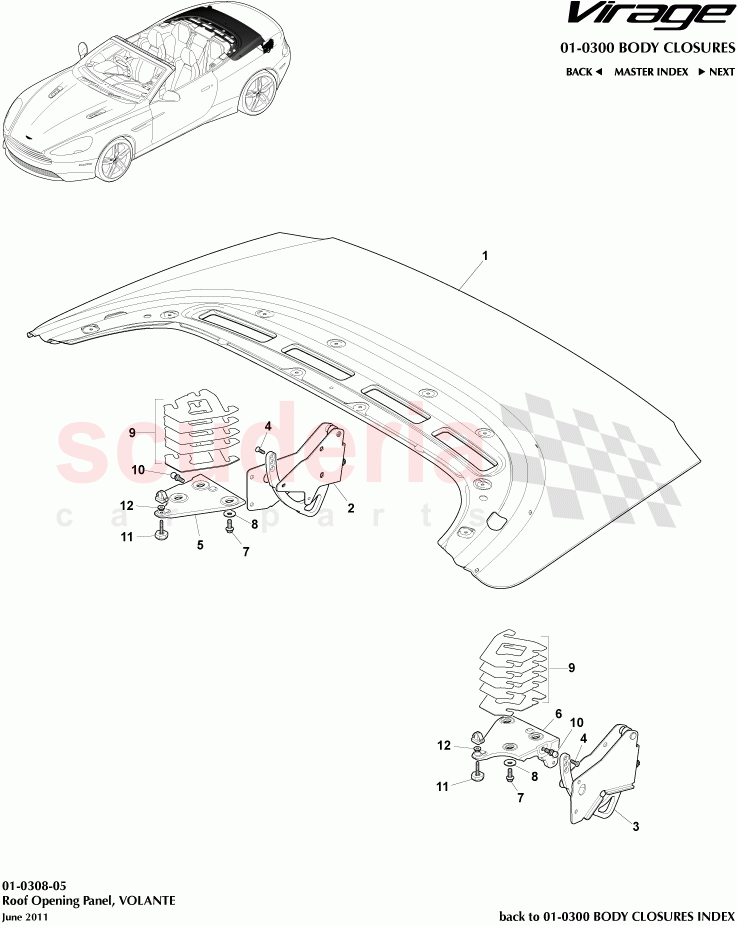 Roof Opening Panel (Volante) of Aston Martin Aston Martin Virage