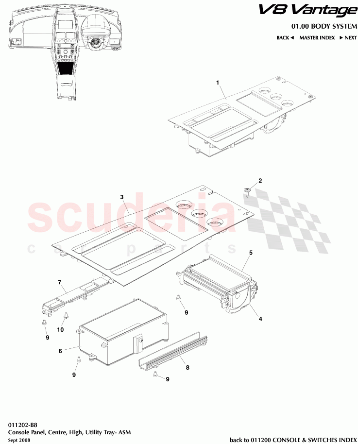 Console Panel, Centre, High, Utility Tray - ASM of Aston Martin Aston Martin V8 Vantage (upto 2016)