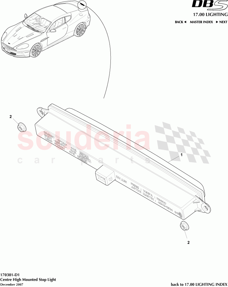 Centre High Mounted Stop Light of Aston Martin Aston Martin DBS V12