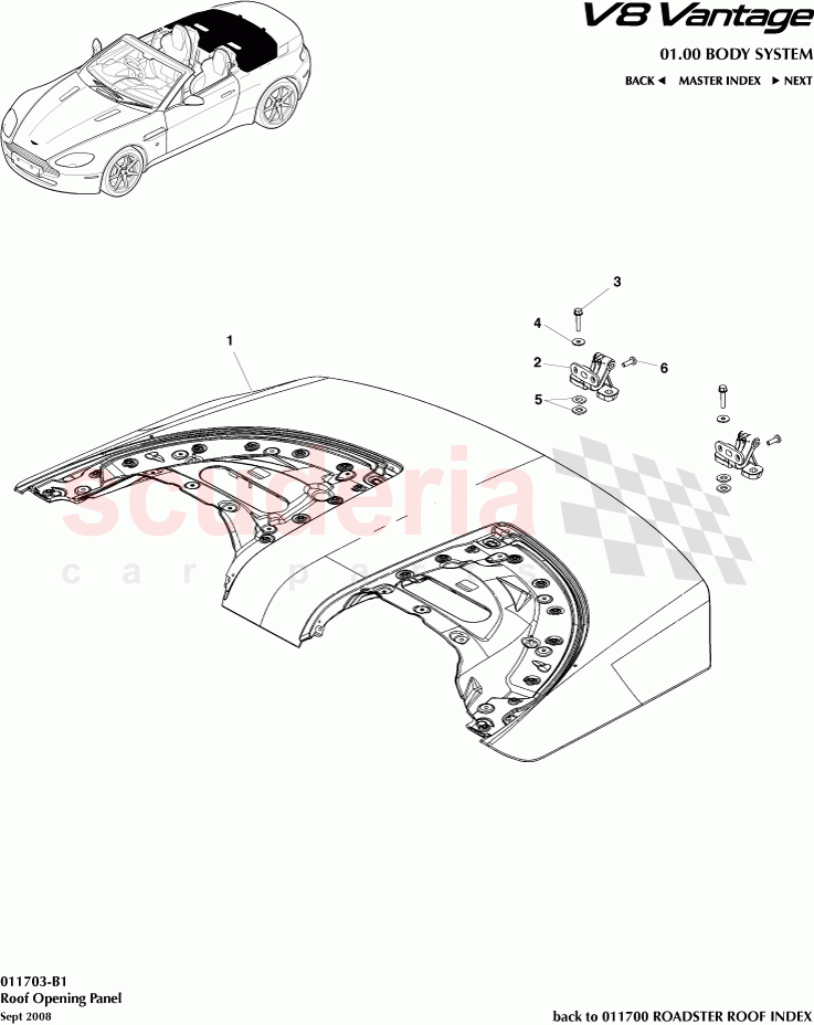 Roof Opening Panel of Aston Martin Aston Martin V8 Vantage (upto 2016)