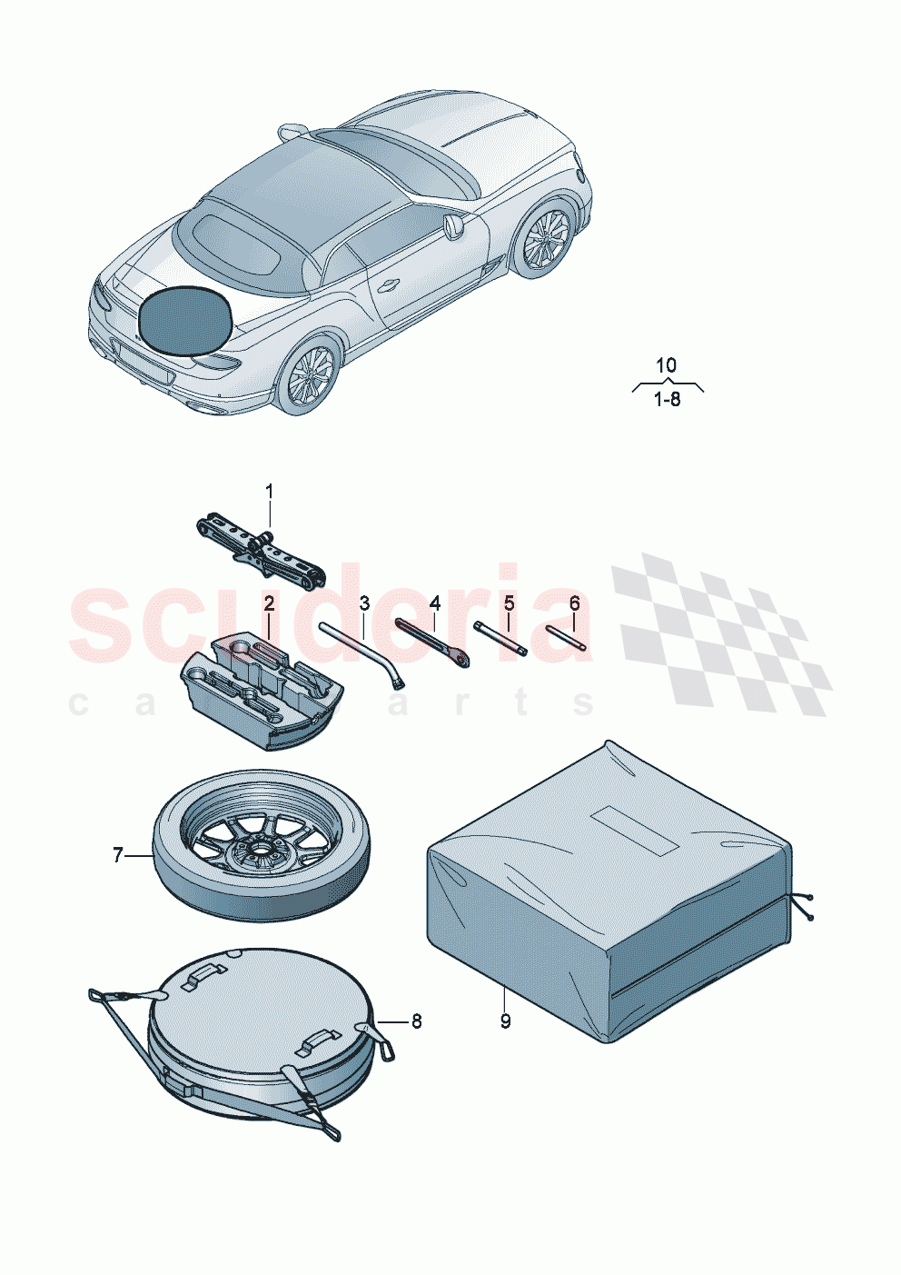 Genuine accessories for temporary spare wheel of Bentley Bentley New Continental Convertible (2019-2024)