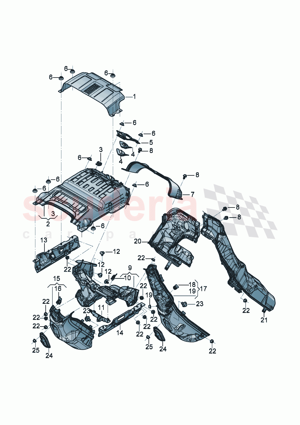 Air guide channel heat deflector plate For exhaust system of Bentley Bentley New Continental Convertible (2019-2024)