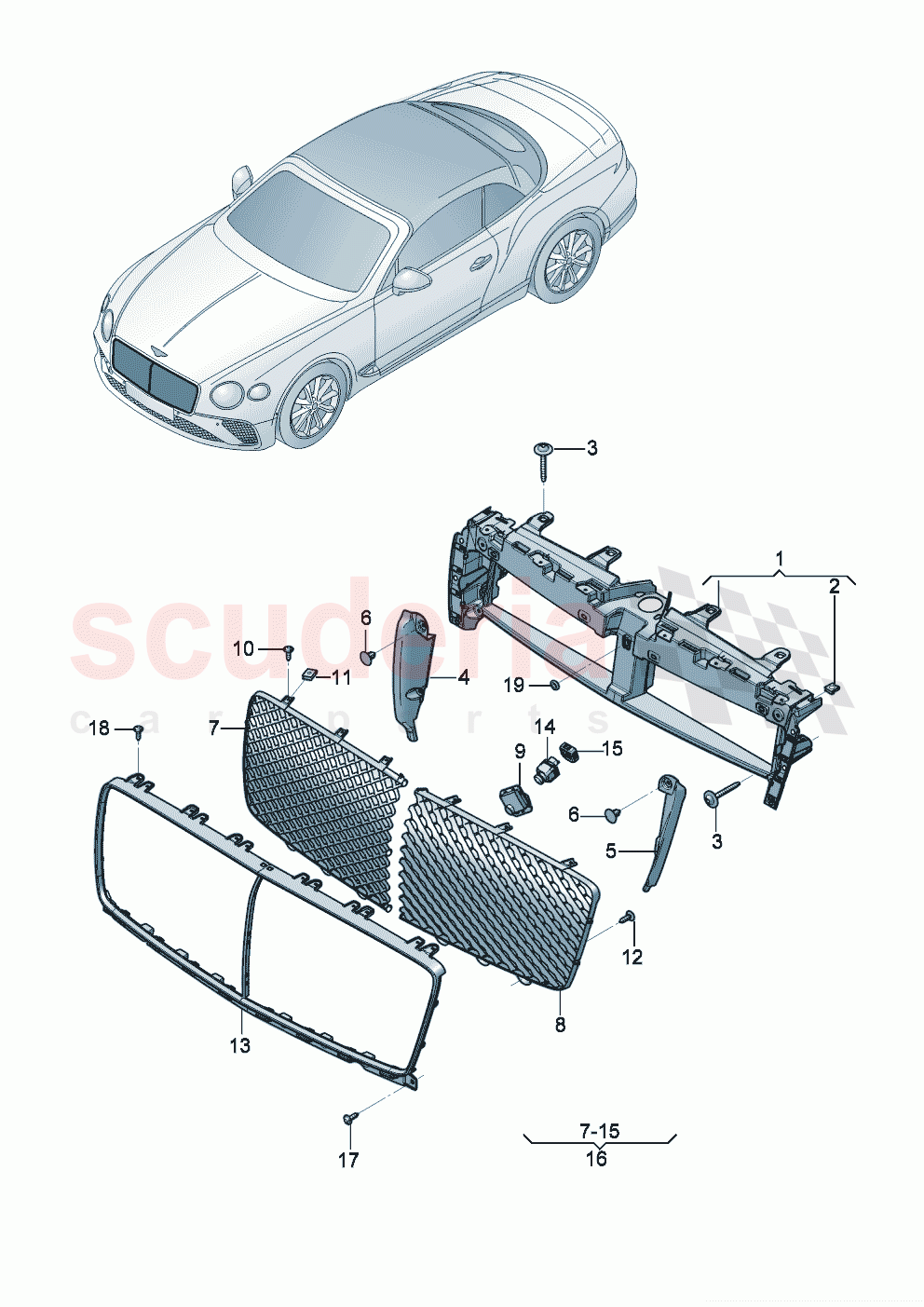 Radiator grille D >> - MJ 2020 of Bentley Bentley New Continental Convertible (2019-2024)