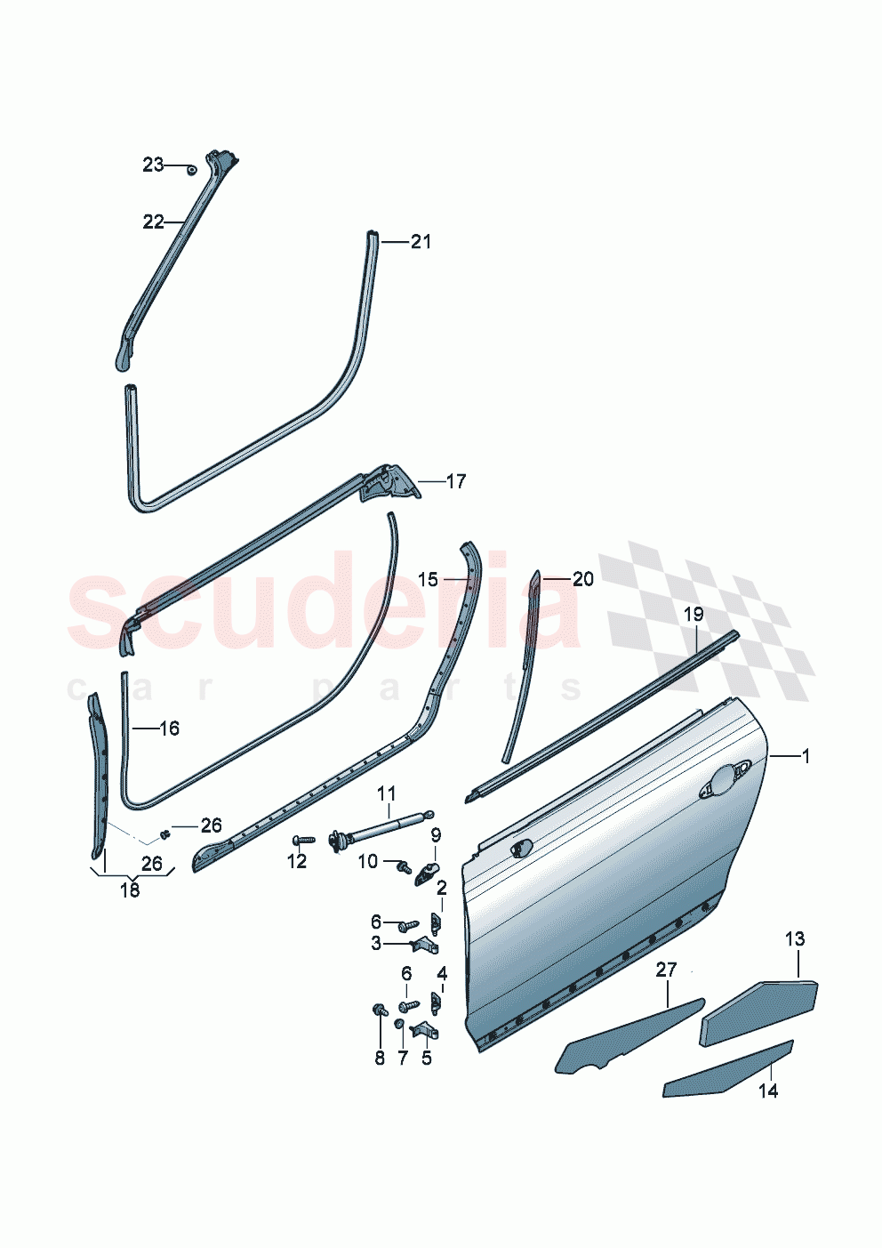 Door Window aperture seal Door seal of Bentley Bentley New Continental Convertible (2019-2024)