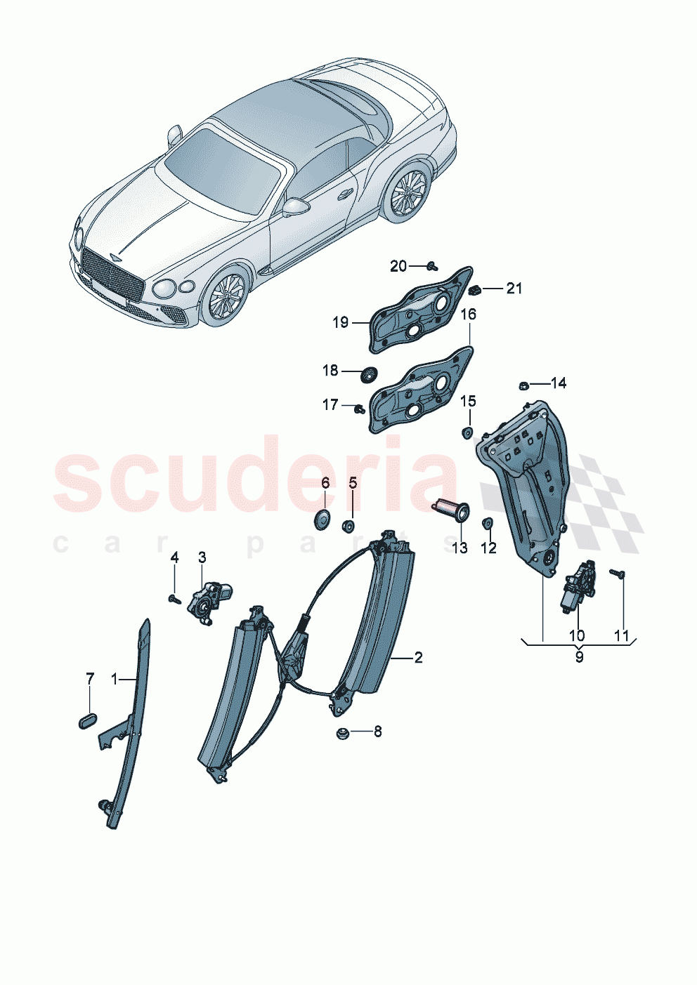 Window regulator of Bentley Bentley New Continental Convertible (2019-2024)