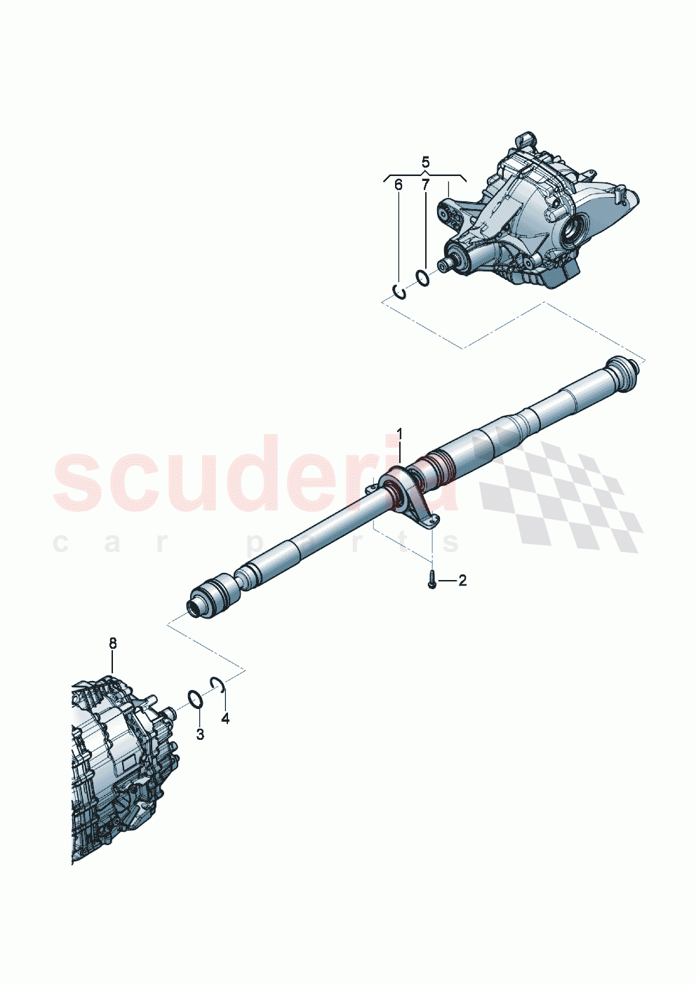 propeller shaft 2-piece with intermediate bearing for 8-speed automatic gearbox of Bentley Bentley New Continental Convertible (2019-2024)