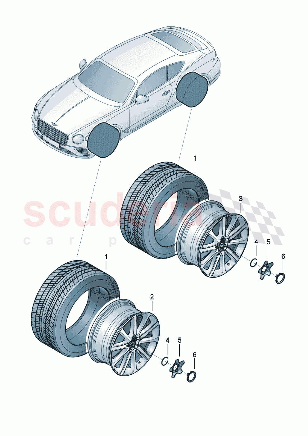 Genuine accessories Aluminium rim with winter tyre For attachment to: of Bentley Bentley New Continental GT (2019-2024)
