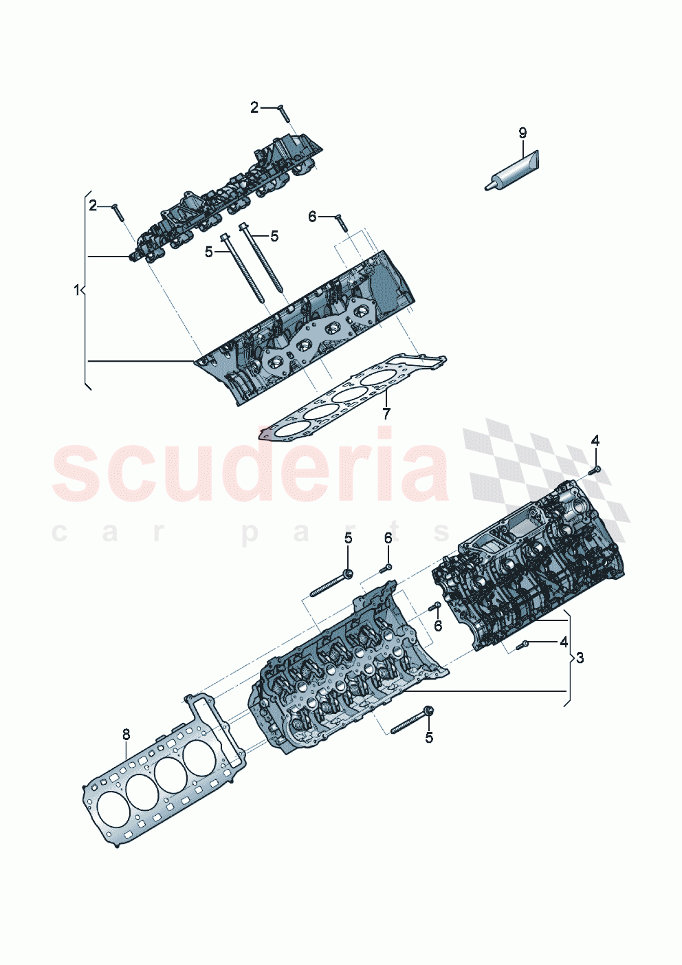Cylinder head with valves (without camshaft) Cylinder head gasket of Bentley Bentley New Continental GT (2019-2024)
