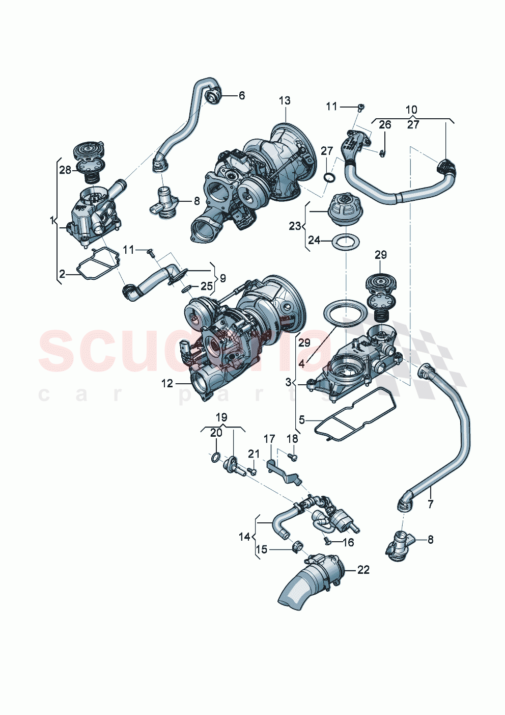 Crankcase housing ventilation D - MJ 2024>> of Bentley Bentley New Continental GT (2019-2024)
