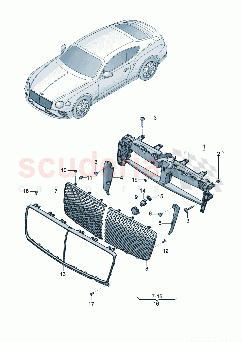 Radiator grille D >> - MJ 2020 of Bentley Bentley New Continental GT (2019-2024)
