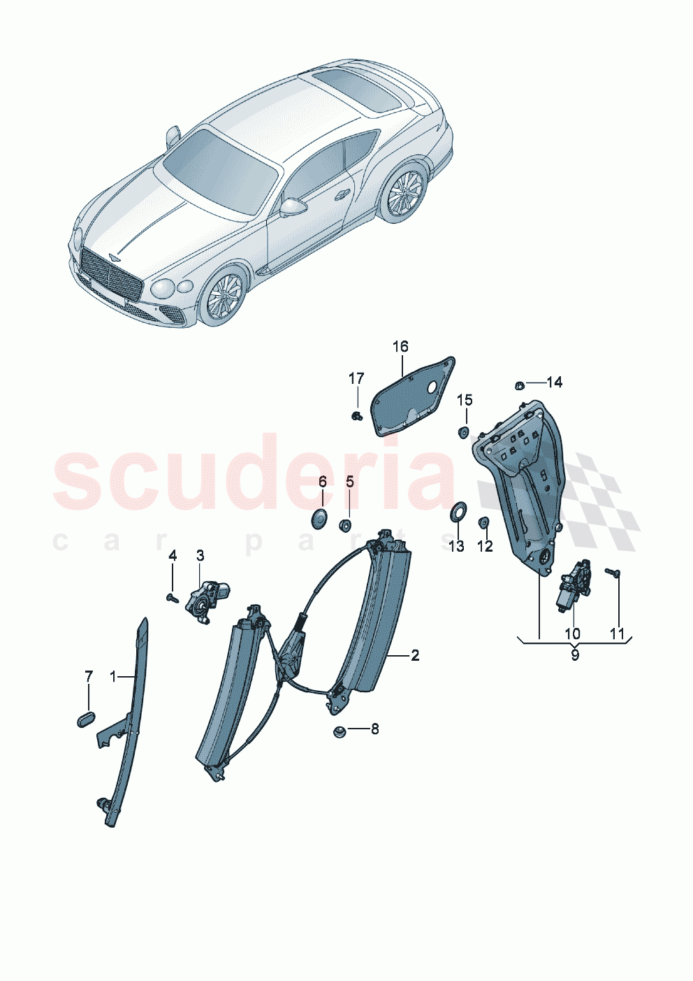 Window regulator of Bentley Bentley New Continental GT (2019-2024)