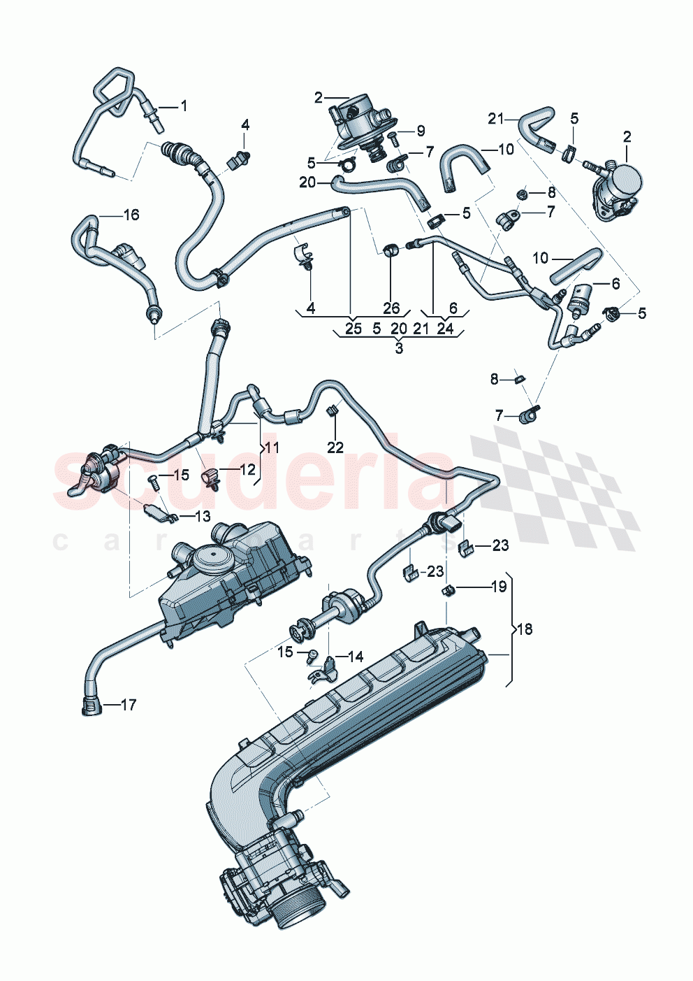 Fuel line with breather pipe Valve for active charcoal canister of Bentley Bentley New Continental GT (2019-2024)