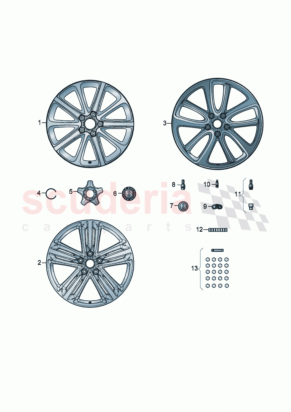 Aluminium rim Hub cap F 3S-K-071 416>> F ZG-K-071 416>> of Bentley Bentley New Continental GT (2019-2024)