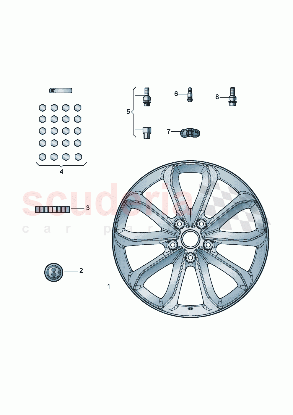 Aluminium rim Hub cap D - MJ 2020>> of Bentley Bentley New Continental GT (2019-2024)