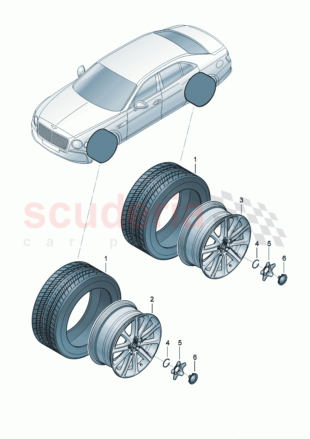 Genuine accessories Aluminium rim with winter tyre For attachment to: of Bentley Bentley New Flying Spur (2020-2024)