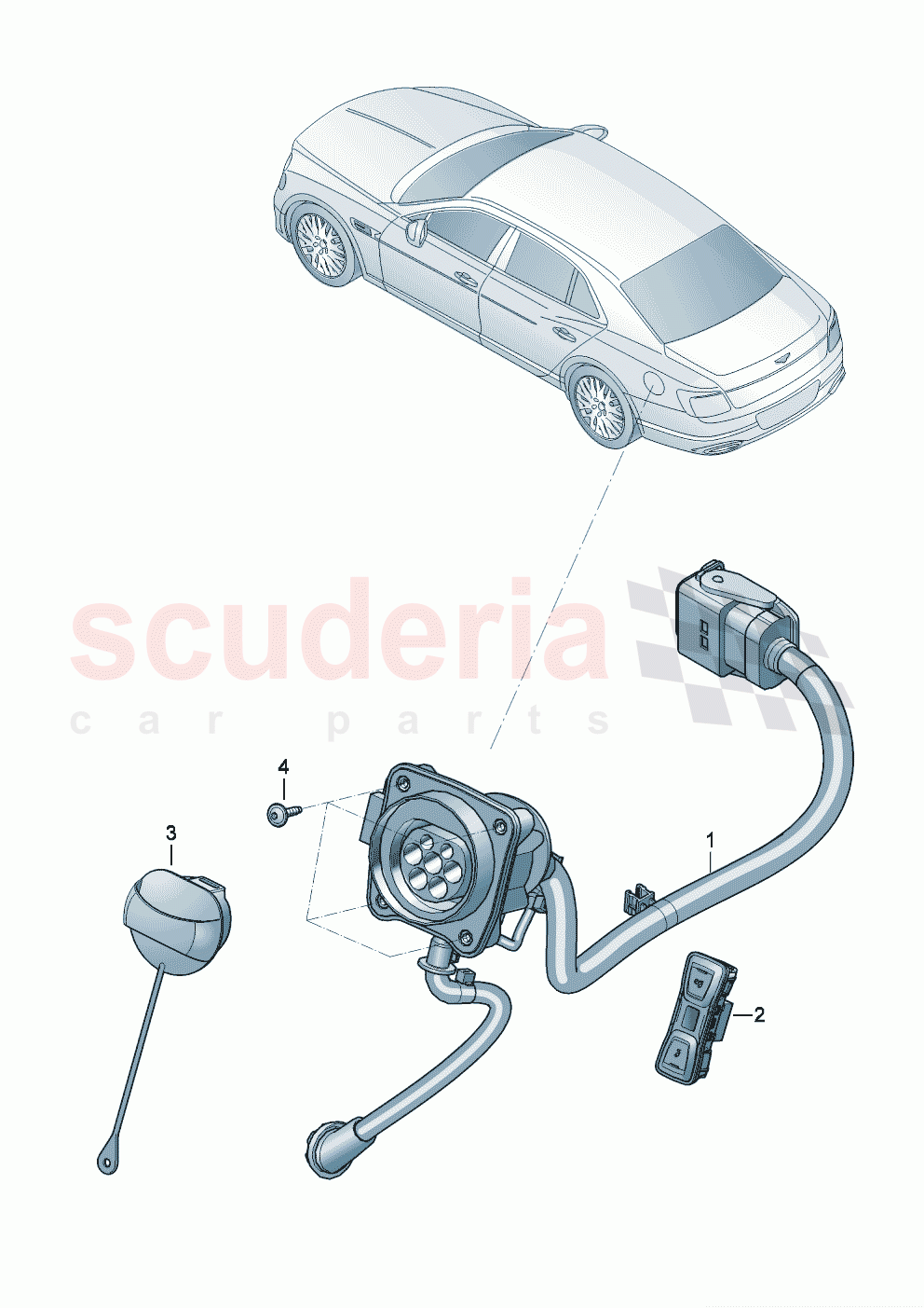 High-voltage wiring set for charging socket of Bentley Bentley New Flying Spur (2020-2024)