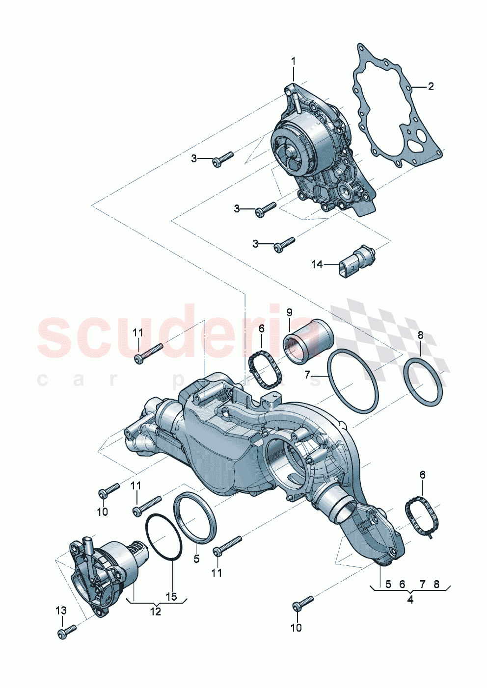 Coolant pump Distributor for coolant thermostat of Bentley Bentley New Flying Spur (2020-2024)